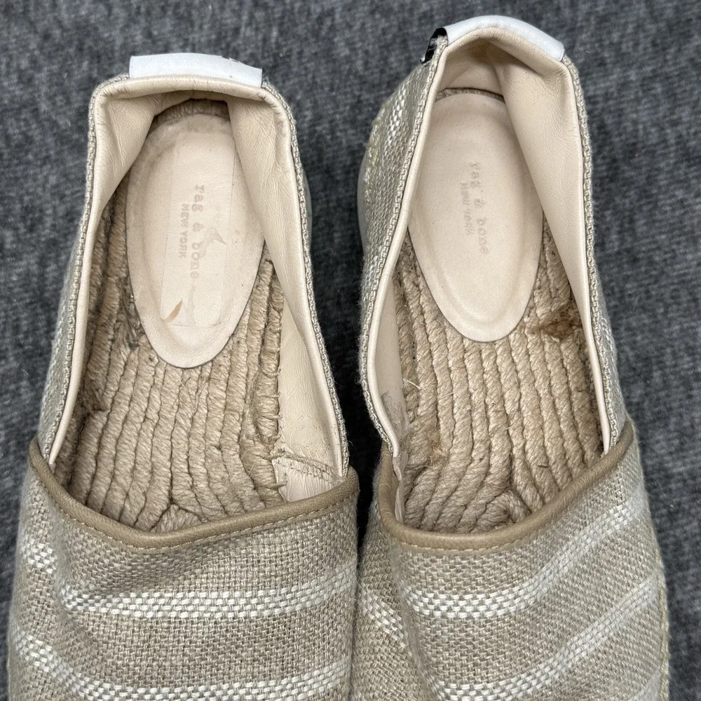 Rag And Bone New York Espadrille Flats Womens Size 39.5 Beige Woven Slip On